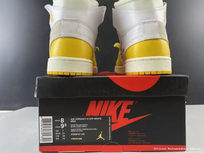 Official Maikesneakers Jordan AQ0818-149 Yellow-Cone NRG Dark Air x White 1 Off-White Powder 0607